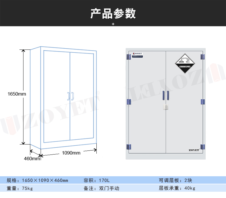 45加仑强酸柜产品尺寸